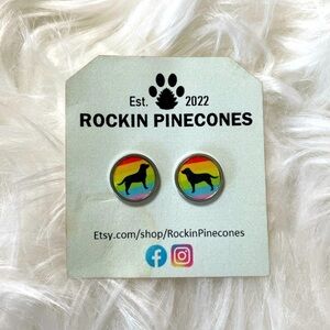 Earrings Dog Rainbow Pride LGBTQ Studs Posts Unisex New